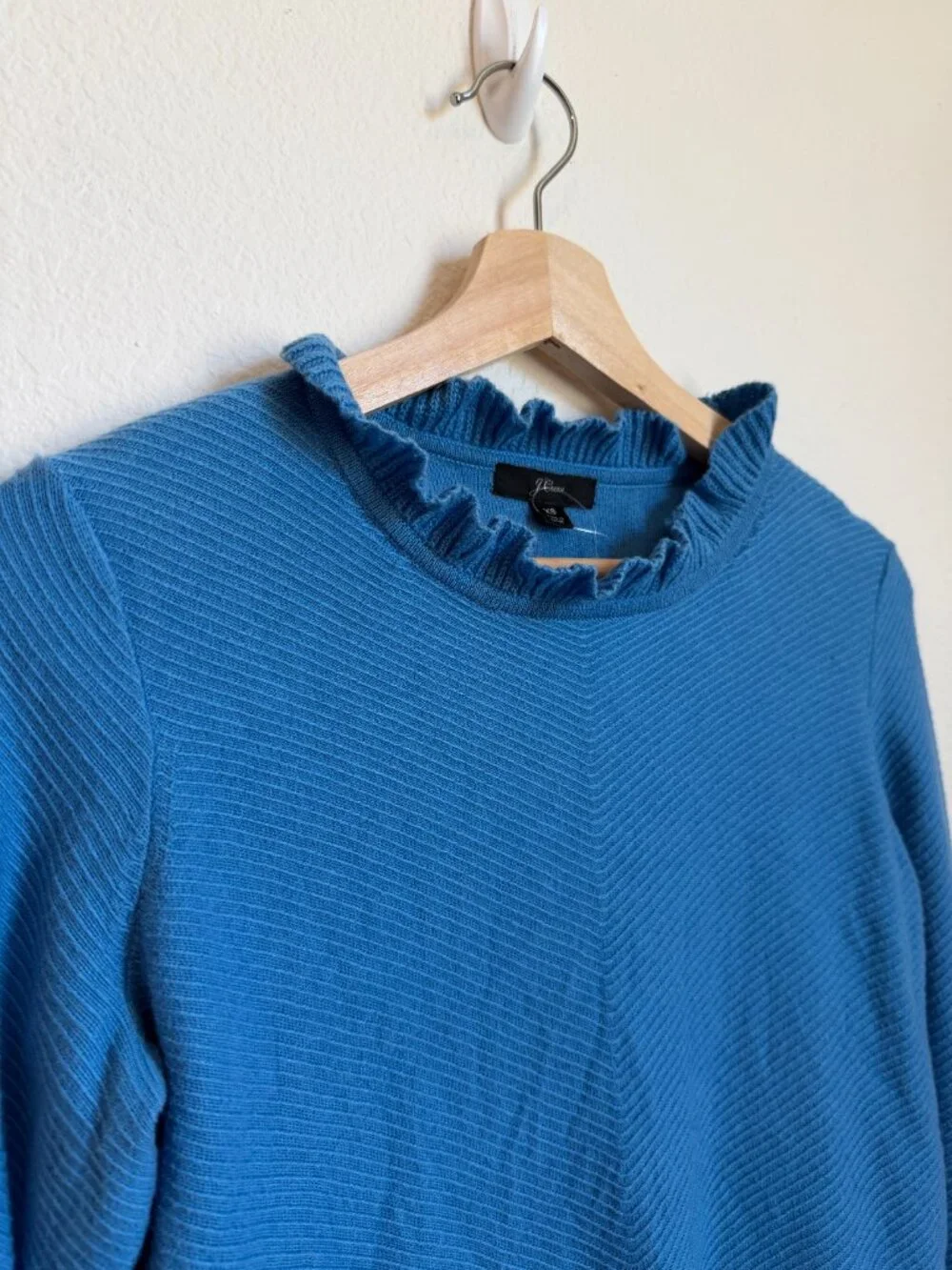 J. Crew Ruffle Neck Pullover Sweater Blue XS